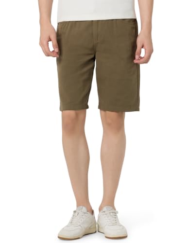 Image of The Indian Garage Co Men Slim Fit Solid Mid-Rise Chino Shorts