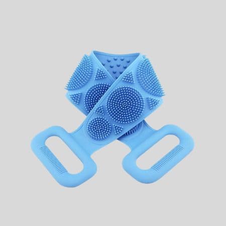Silicone Bath Body Back Scrubber Belt with Dual Handles, Blue | Easy to Clean, Back Massage, Dual-Sided Bristles, Exfoliating Strap, Men & Women-image-27