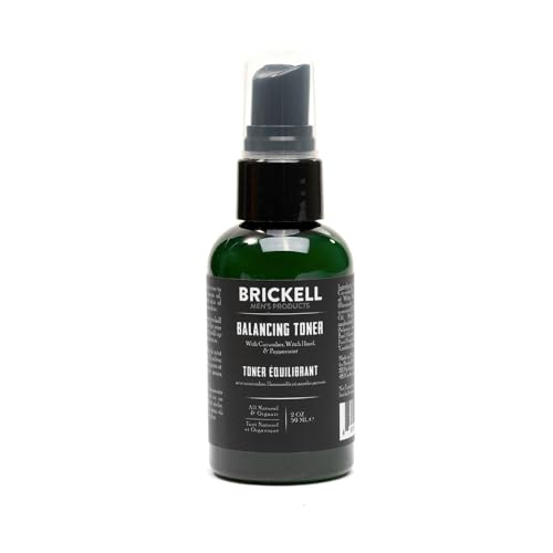 Brickell Men's Balancing Toner for Men, Natural and Organic Alcohol-Free Cucumber, Mint Facial Toner with Witch Hazel, 2 Ounce, Scented