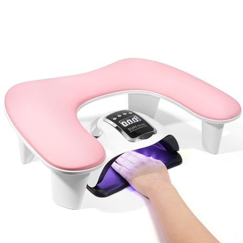 Big Arm Rest for Nails Tech, U-Shaped, for Acrylic Nails, Pink