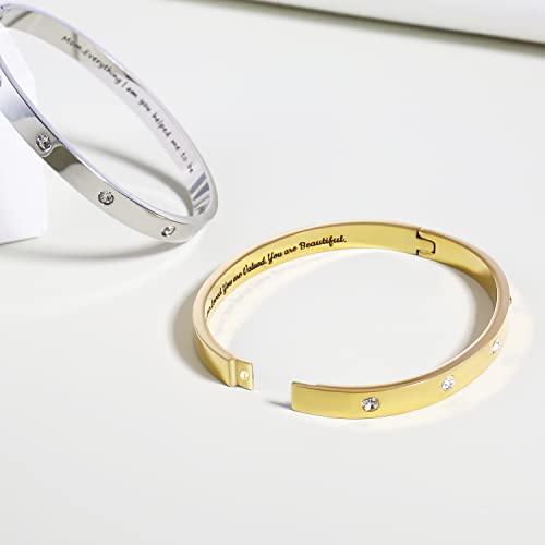 Conran Kremix Graduation Gifts For Her Christmas Present For Daughter Cousin Gifts Bangle Gifts For Teacher Engraved Inspirational Gold Cuff Bangle Bracelet For Women Jewelry #TOP6
