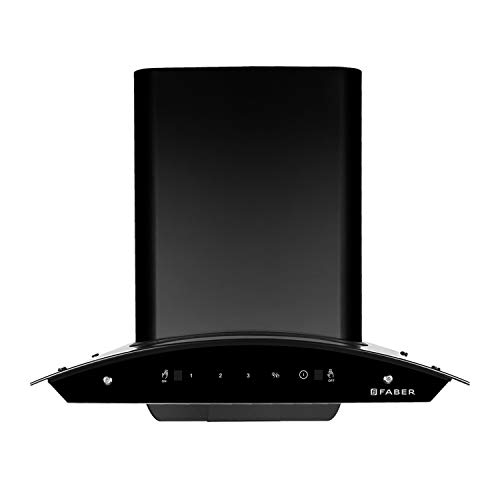 Image of Faber 60 cm 1200 m /hr Auto-Clean curved glass Kitchen Chimney (HOOD ORIENT XPRESS HC SC BK 60, Filterless technology, Touch Control, Black)