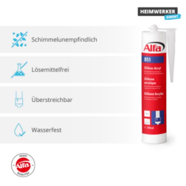 4x Alfa Silikon-Acryl Wasserfester Dichtstoff 310 ml dauerelastisches Dichtmittel überstreichbares Acryl