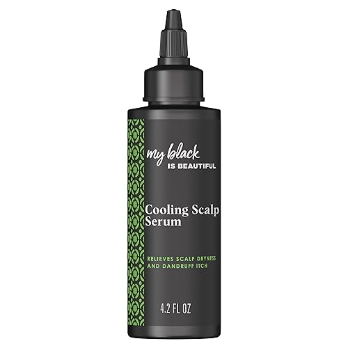 MY BLACK IS BEAUTIFUL Cooling Scalp Serum, Dandruff Treatment, For Coily Hair and Protective Styles, Dry and Itchy Scalp Treatment With Pyrithione Zinc, With Cooling Mint, Sulfate Free, 4.2 fl oz