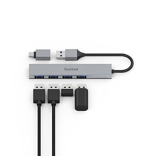 Hub USB 4 porte (porta USB-A e USB-C 4x USB-A per mouse, tastiera, disco rigido esterno, chiavetta USB, ecc., alloggiamento in alluminio, ultra sottile, adattatore USB per ufficio, casa ufficio) - Hub USB - Immagine 9