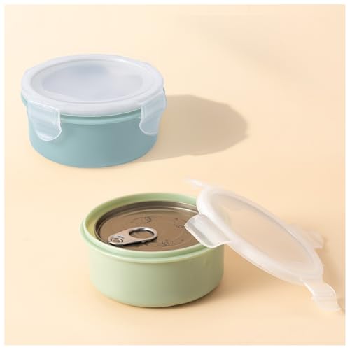 SLSON 5.5 oz Cat Canned Food Storage Container 2Pack Cat Wet Food Cans Sealer with Airtight Snap-Lock Cover Lids to Keep Pet Food Fresh No Fridge Odor