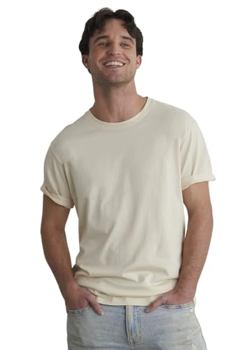 Fair Indigo Men's Organic All-Cotton Crew Neck T-Shirt (L, Undyed)