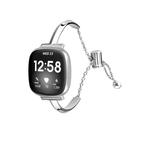 Pulsera de cadena para Fitbit Sense 2 y Versa 4, correa de metal eslabones reloj