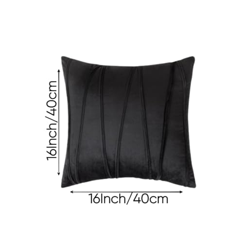Image of Amazon Brand - Umi Decorative Striped Throw Pillow Covers 16 X 16 Inch,Soft Solid Velvet Pillow Covers Cushion Case with Zigzag Pattern for Sofa Bedroom 40 X 40 Cm (Pack of 5) Black