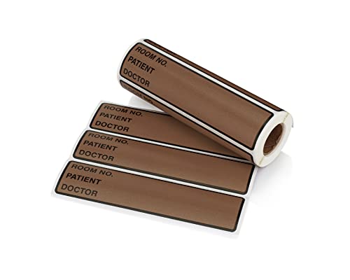 Image of Carstens Patient I.D. Adhesive Medical Chart Labels for 1.5 inch - 4 inch Ring Binder Spines - Pre-Printed Sticker Labels (Room No. / Patient /Doctor), 5 3 /8 inch x 1 3 /8 inch, Brown, Roll of 200