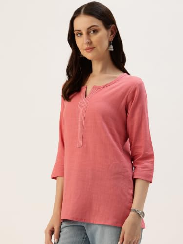 Image of Elegant Short Kurti for Women - 3 /4 Sleeves | Round Neck | (S to XXL)