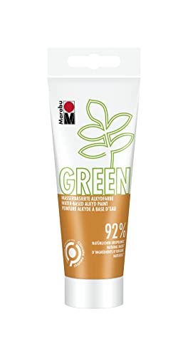 Marabu 14500050013 - GREEN LINE Alkyd-Farbe, orange, 100 ml Malfarbe auf Wasserbasis, klimaneutral, matt, lichtecht, wetterfest (nach 24h Durchtrocknung), 92 % aus natürlichen Rohstoffen