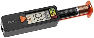 Tfa Dostmann Tester Baterii Batterycheck, 98.1126.01, do Baterii i Akumulatorów (Aaa, Aa, C, D), Baterii Guzikowej, Baterii Blokowej, Wskaźnik Stanu Ładowania/Woltu, Łatwy i Szybki, Czarny