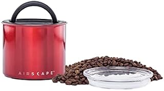 Airscape Stainless Steel Coffee Canister | Food Storage Container | Patented Airtight Container Lid | Push Out Excess Food Storage Air and Preserve Food Freshness (Medium, Matte Black)