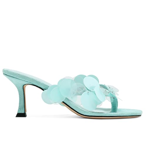 Black Flip Flop Heels Sandals for Women with Plastic Disc Straps Comfortable Slip on Open Toe Kitten Heel Thong Sandal Casual Summer Dressy Shoes.