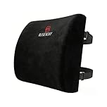 Lumbar Support Cushion, Back Support for Office Chair and Car Seat, Back Rest for Gaming, Memory Foam Pillow, Desk Chair Cushion, Breathable & Washable Cover, Adjustable Straps (Black Flannel)