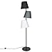 Produktbild 3-flammige Retro Design Stehlampe LEVELS 163cm schwarz grau Leinen 3 Schirme Stehleuchte Wohnzimmerlampe