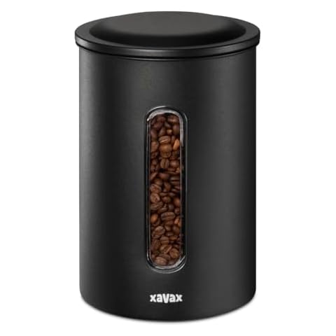 Xavax | Stainless Steel Coffee Storage Canister (Coffee Canister, Large Capacity, Over 1kg of Coffee, Suitable for Any Food) Color Matte Black Cover