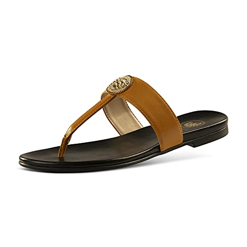 Image of JATAREA Slip-On Flat Toe Post T-Strap Sandals for Women