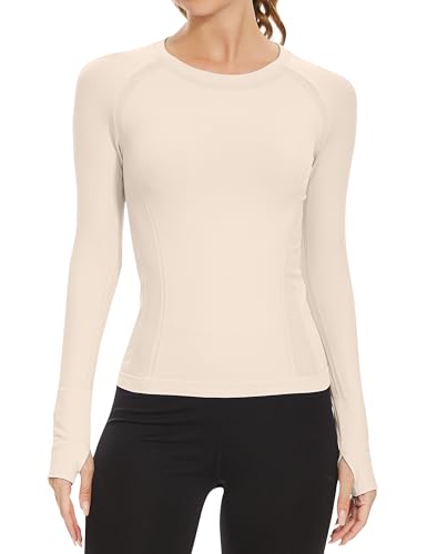 Image of MathCat Workout Shirts for Women Long Sleeve, Workout Tops for Women, Quick Dry Gym Athletic Tops,Seamless Yoga Shirts XS-XL