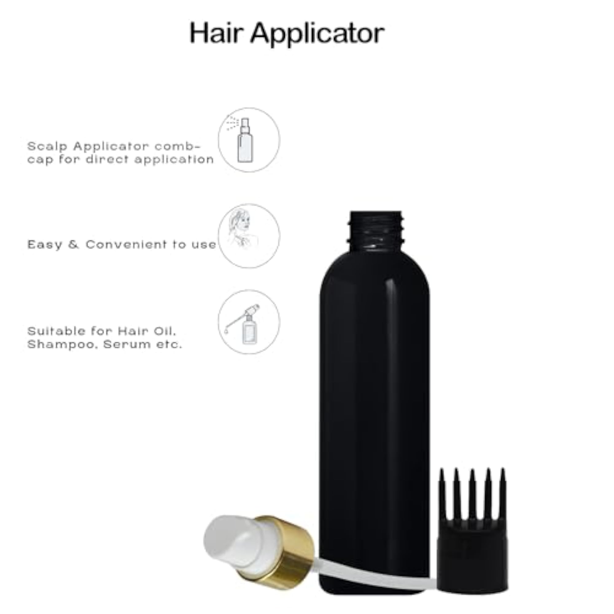 Black PVC Pump Bottle Dispenser with Root Comb Applicator