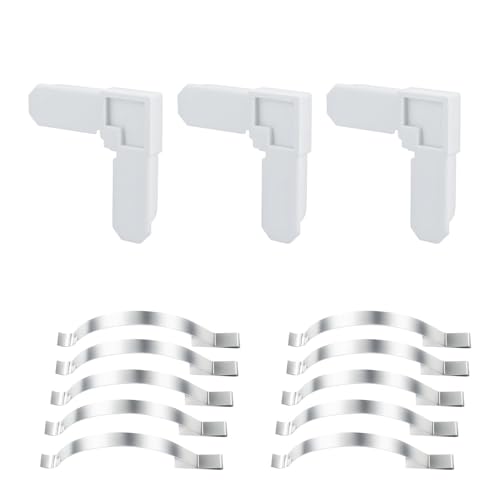 OGGOGOE 50-Pack 5/16 in. x 3/4 in. White Plastic Screen Frame Corners and 25-Pack Corner Mount Flat Window Spring Screen Tensioners for Window Screen Repair kit