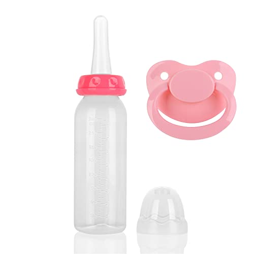 Image of Adult Bottle with Big Sized Pacifier Set 8 oz (Pink)