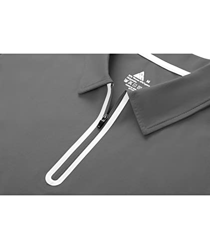 V VALANCH Mens Zipper Polo Shirts Short Sleeve Moisture Wicking Outdoor Golf Shirt Collared Athletic Tennis Polo4