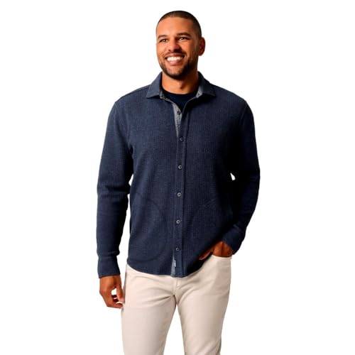 johnnie-O Men's Ruettiger Knit Shacket, Indigo