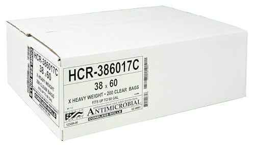 Image of Aluf Plastics 60 Gal Clear Trash Bags, 14 Micron (EQ.), 38 inch x 60 inch (150 Pk)
