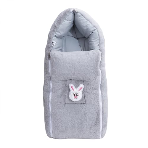 Image of VoiDrop Baby Carry Bed Cum Sleeping Bag 2 in 1 for New Born Babies (0-12 Months) Baby Fur Material Portable Travelling Bed for Infants (Velvet-Grey)