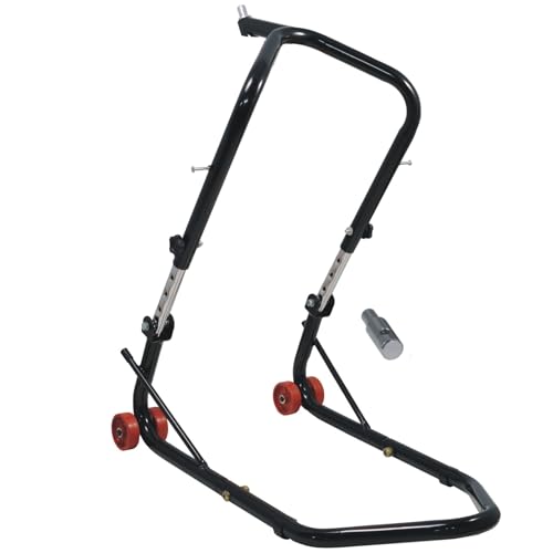 Cavalletto Alza Moto Anteriore Canotto Nero 4 ruote 5 perni