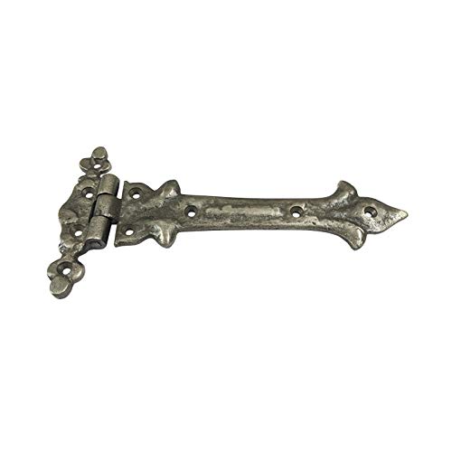Image of Adonai Hardware Adonijah Antique Cast Iron Strap T Hinge (7.9 inch x 12 Pack, Antique Brushed Nickel) for Barn Doors, Gates, Kitchen Cabinets, Sheds, Wooden Box, Furniture, Cedar Chest and Trunks