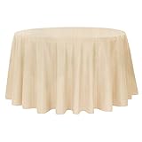 Mantel redondo de tela de lujo a rayas, mantel clásico de poliéster pesado, no necesita planchado, resistente al agua, resistente a la suciedad, mantel para comedor, 60 pulgadas, redondo, marfil