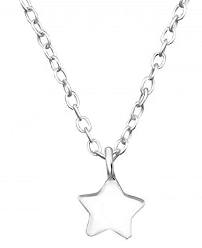 Unbespielt - Cadena de plata con colgante de estrella para mujer, plata 925, 45 cm x 1 mm, 6 x 6 mm, incluye caja de regalo