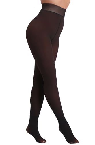 Image of MERYLURE Fake Translucent Fleece Lined Tights for Women Winter Warm Thick Thermal Velvet Pantyhose