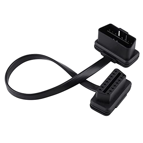 Cable OBD2 ELM327, Cable Extensor OBD2 de 16 Pines Macho a Hembra, extensión OBD-II, cable alargador de diagnóstico OBD2, Conexión acodado, Negro, Longitud 60 cm