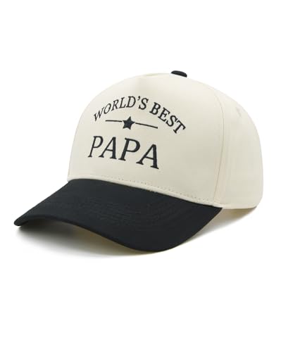 Image of Waldeal Best Papa Hat, Fathers Day Birthday Gifts for PAPA Grandpa Dad | World's Best Papa Trucker Hat, Adjustable Cotton Snapback Two Tone Papa Baseball Cap, Gifts for Papa for Any Occasion