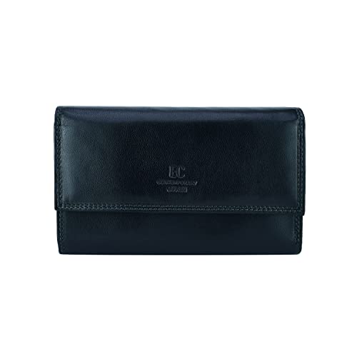 COVERI, Cartera mujer auténtica piel con monedero, porta tarjetas, caja regalo, Negro 231 Cover