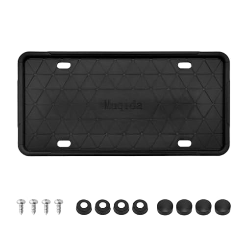 MUQIDA Silicone License Plate Frame, Rattle-Proof Front Back License Bracket Holder Rust-Proof Car Frames Protector, Weather-Proof Automotive Tag Plate Frame for US Standard Cars