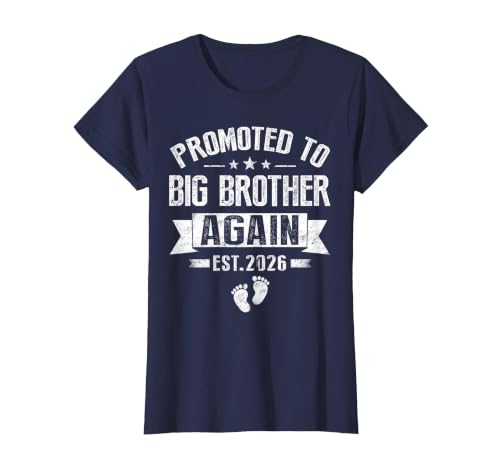 Promoted to Big Brother Again Est 2026 Announcement T-Shirt, Women, Navy Blue, Small