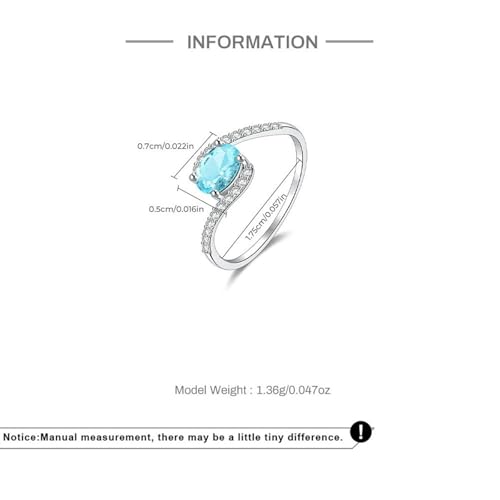 Ring Wedding White Gold 9K/14K/18K Women, Oval with Apatite, Band Rings Silver4