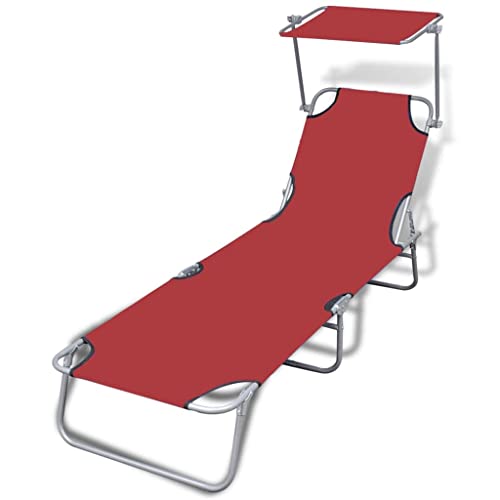 GCHDHAPB Home-Outdoor Home-Outdoor Home - Tumbonas plegables con toldo de acero y tela roja