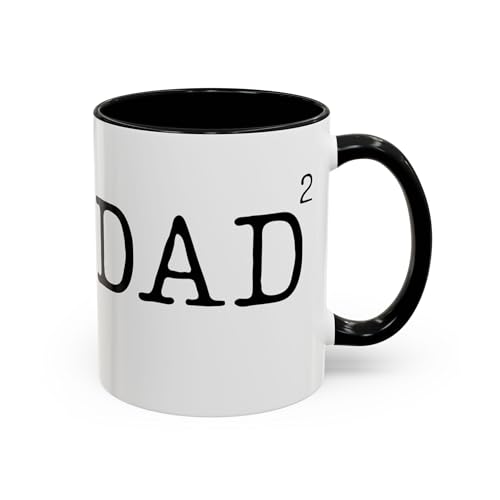 Funny Dad Squared Coffee Mug, Father of Two Gift, Father's Day Present, Twins Daddy, Tea Cup for Husband