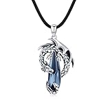 ECHOOY Dragon Necklace for Men 925 Sterling Silver Blue Crystal Dragon Pendant Necklace for Women Bo