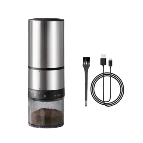 Gvvsjgdbis - Molinillo de café eléctrico portátil con muelas para y, 38 ajustes de molienda ajustables, color plateado