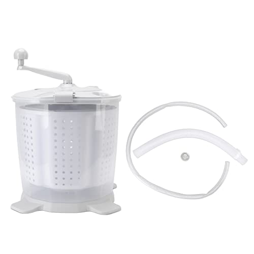 Ahgsup Lavadora Portátil de Manivela, Lavadora Compacta Manual No Eléctrica con Deshidratación Rápida de 1200 RPM, Cesta Desmontable y Base de Ventosa, para Dormitorio, Apartament