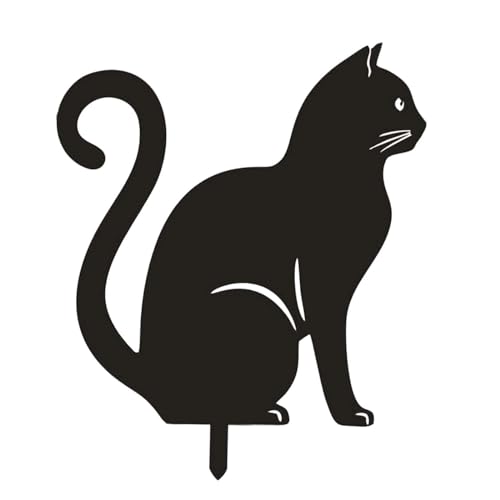 Gralara Schwarzer Katzenpfahl Aus Metall, Metallkatzen Gartenstatue,...