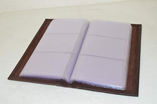 Leather Executive Business Credit Card Book Holder Professional Card Organizer -Clear Slots (Dark Brown) - Thumbnail 4