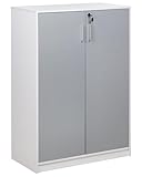 Beliani Büroschrank grau/weiß 117 x 80 x 40 cm abschließbar für Wohnzimmer Büro Zehna